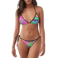 thumbnail image 1 of Lsque Psychedelic Cartoon Frog Pattern Women Two Piece Swimsuit Sexy Swimwear Halter String Triangle Bikini Sets, 1 of 6