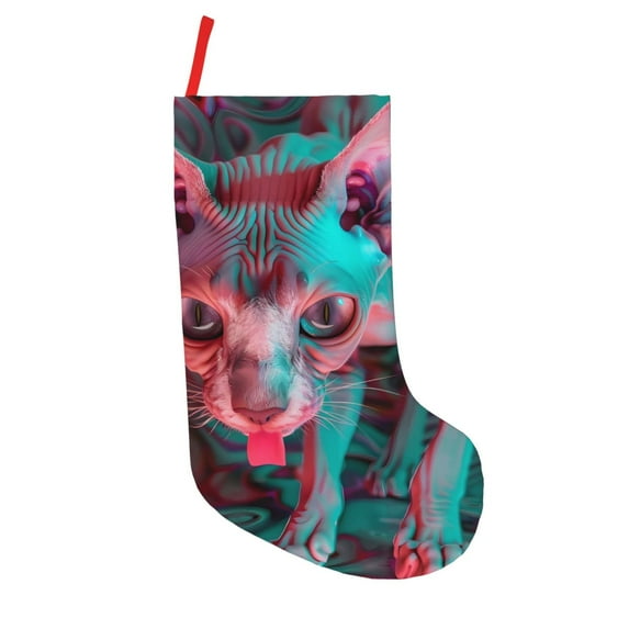 Lsque Psychedelic Hairless Cat Pattern 18 Inch Christmas Stockings, Festive Holiday Stocking for Christmas Decorations Holiday Decor