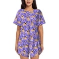 thumbnail image 1 of Lsque Pugs and Flowers Women's Short-Sleeved Pajama Set - 2 Piece Soft and Lightweight Sleepwear Set-3X-Large, 1 of 9