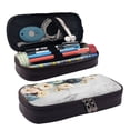 thumbnail image 1 of Lsque Pumpkin And White Marble Printed Big Capacity PU Leather Pencil Case Large Pencil Pouch Stationery Pen Bag Pencil Holder for Teen, 1 of 6