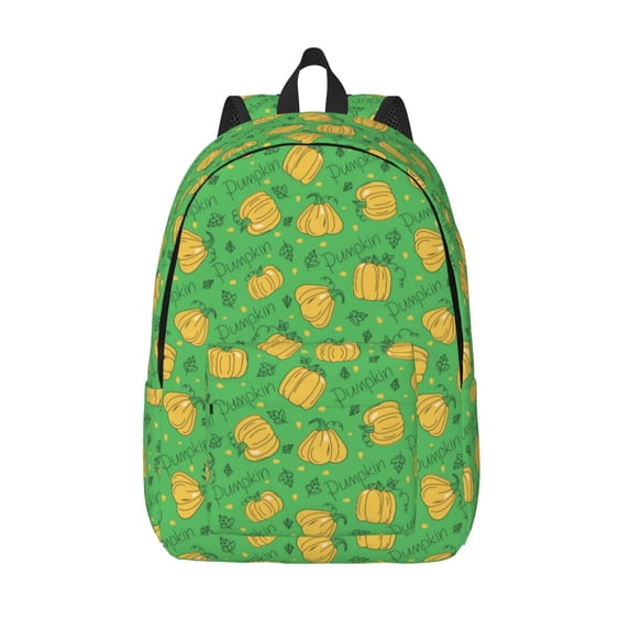 Lsque Pumpkin Leaves Pattern Canvas Daypack, Durable Backpack, High-quality Versatile Backpack,Vintage Compact Backpack-Medium