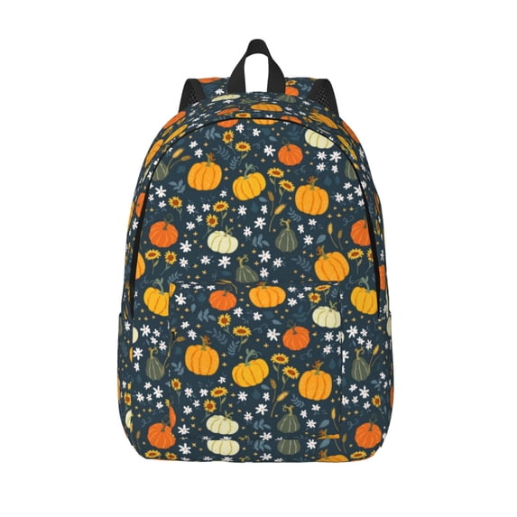 Lsque Pumpkin Pattern Canvas Daypack, Durable Backpack, High-quality Versatile Backpack,Vintage Compact Backpack-Small