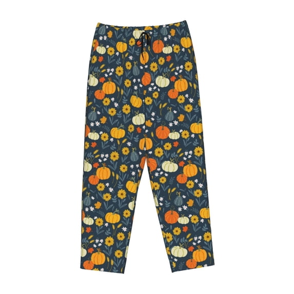 Lsque Pumpkins And Sunflowers2 Print Women's Pajama Pants, Lounge Pant - Comfortable Home Wear,Elastic Waistband, Stylish Design-XX-Large