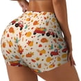 thumbnail image 1 of Lsque Pumpkins On Red Car And Tractor Pattern High Waisted Biker Shorts for Women-Tummy Control Fitness Athletic Workout Running Yoga Gym Shorts,Moisture-Wicking-Small, 1 of 9