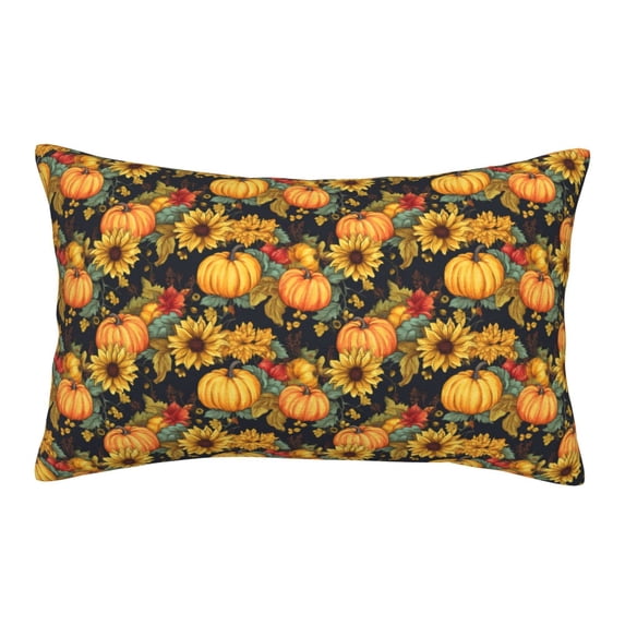 Lsque Pumpkins And Sunflowers3 Pattern Pillow Case – Soft & Cozy Throw Pillow Cover, Hypoallergenic Cushion Case for Sleeping Women with Envelope Closure-14"x20"