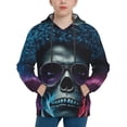 thumbnail image 1 of Lsque Punk Style Blue Haired Skull Patten Youth Hoodie Sweatshirt Pullover with Kangaroo Pocket Boys and Girls Hoodie Warm Hoodie for Kids-X-Large, 1 of 6