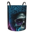 thumbnail image 1 of Lsque Punk Style Blue Haired Skull pattern Laundry Hamper Basket, Tall Woven Rope Hamper Basket for Clothes, Lightweight Storage Basket, Collapsible Waterproof-Small, 1 of 8