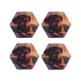 thumbnail image 1 of Lsque Puppy Lying On A Cloud Pattern 4" Drink Coasters Set of 4, PVC Leather Absorbent Coasters, Table Coaster Set Decorative Coffee Cup Coasters Housewarming Gift -Hexagon, 1 of 6
