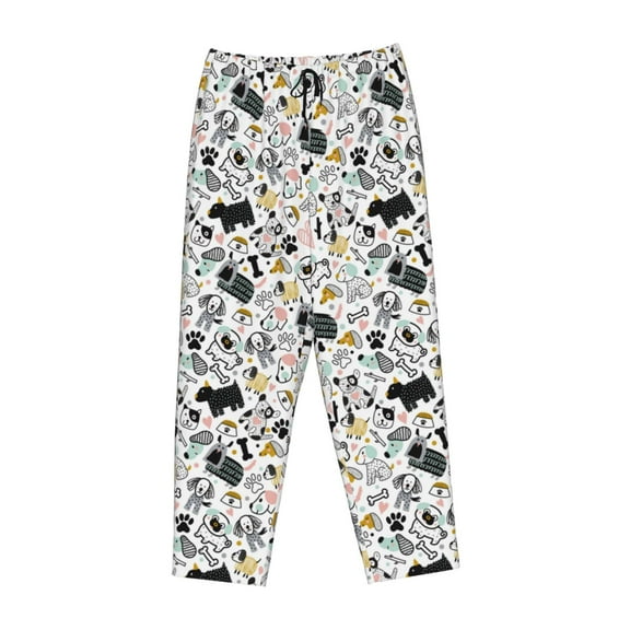 Lsque Puppy Print Women's Pajama Pants, Lounge Pant - Comfortable Home Wear,Elastic Waistband, Stylish Design-Medium