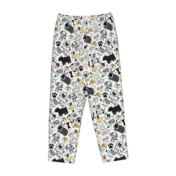 Lsque Puppy Print Women's Pajama Pants, Lounge Pant - Comfortable Home Wear,Elastic Waistband, Stylish Design-Medium