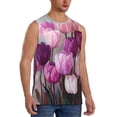 thumbnail image 1 of Lsque Purple And Pink Tulip Bouquet Print Men's Cotton Blend Sleeveless Muscle Shirts (S-3XL)- Moisture Wicking, Odor Protection, UPF 30+,XX-Large, 1 of 8