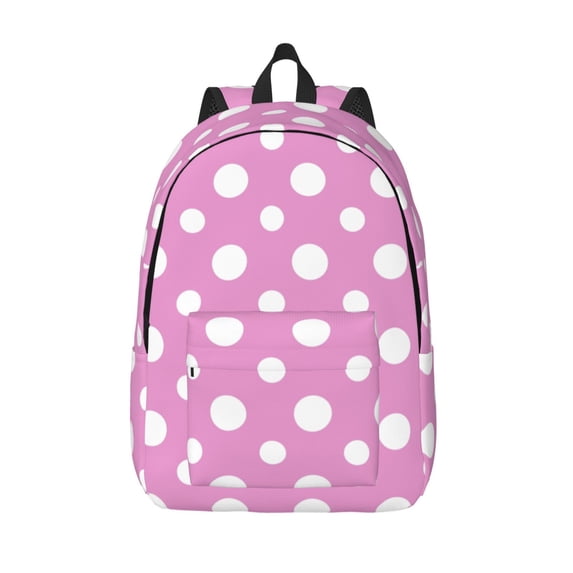 Lsque Purple And White Polka Dot Pattern Canvas Daypack, Durable Backpack, High-quality Versatile Backpack,Vintage Compact Backpack-Small