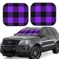 thumbnail image 1 of Lsque Purple Buffalo Plaid 2 PCS Windshield Sun Shade | CarFoldable Window Covers | Car Accessories Reflect UV for Universal Cars SUV Truck | Small, 1 of 7