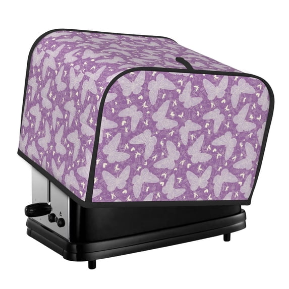 Lsque Purple Butterflies Floral Print 4 Slice Toaster Cover , Kitchen Appliance Dustproof Protector , Toaster Protector Dustproof Kitchen Appliance Cover