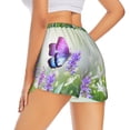 thumbnail image 1 of Lsque Purple Butterfly On Wild Printed Women's Running Shorts with Liner Pockets,Elastic Quick Dry Workout Athletic Gym Yoga Shorts,Womens High Waist Shorts-X-Large, 1 of 9