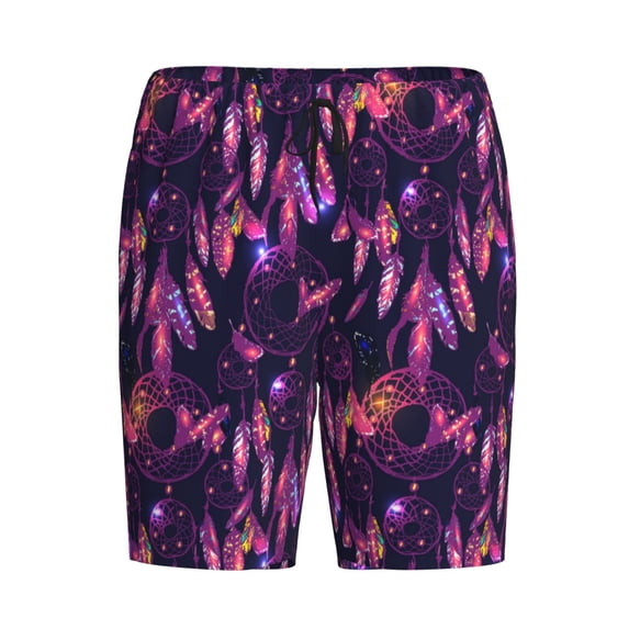 Lsque Purple Dreamcatcher Mens Sleep Pajama Shorts,Short Pajama Pants, Cotton Ultra-Soft Knit-XX-Large