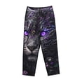 thumbnail image 1 of Lsque Purple-Eyed Floral Leopard Print Women's Pajama Pants, Lounge Pant - Comfortable Home Wear,Elastic Waistband, Stylish Design-Medium, 1 of 9