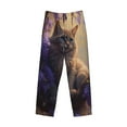 thumbnail image 1 of Lsque Purple Flower Lazy Cat Print Men's Pajama Pants, Lounge Pant - Comfortable Home Wear,Elastic Waistband, Stylish Design-XX-Large, 1 of 9