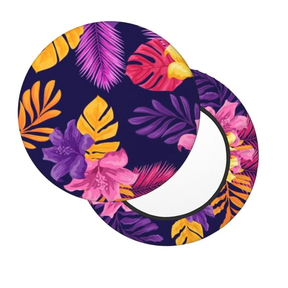 Lsque Purple Flower Round Bar chair cushion covers Velvet Fabric Premium Comfort Protects from Scratches and Stains for 14-17 Inch Chair- 14 inch