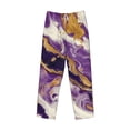 thumbnail image 1 of Lsque Purple Gold Marble Swirls Print Men's Pajama Pants, Lounge Pant - Comfortable Home Wear,Elastic Waistband, Stylish Design-X-Large, 1 of 9