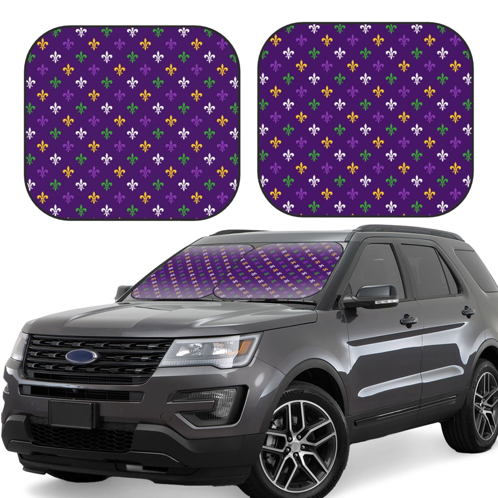 Purple Beaded Rose Car Sun Shade 55