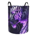 thumbnail image 1 of Lsque Purple Pattern White Tiger pattern Laundry Hamper Basket, Tall Woven Rope Hamper Basket for Clothes, Lightweight Storage Basket, Collapsible Waterproof-Small, 1 of 8