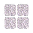 thumbnail image 1 of Lsque Purple Rabbit Pattern 4" Drink Coasters Set of 4, PVC Leather Absorbent Coasters, Table Coaster Set Decorative Coffee Cup Coasters Housewarming Gift -Square, 1 of 6