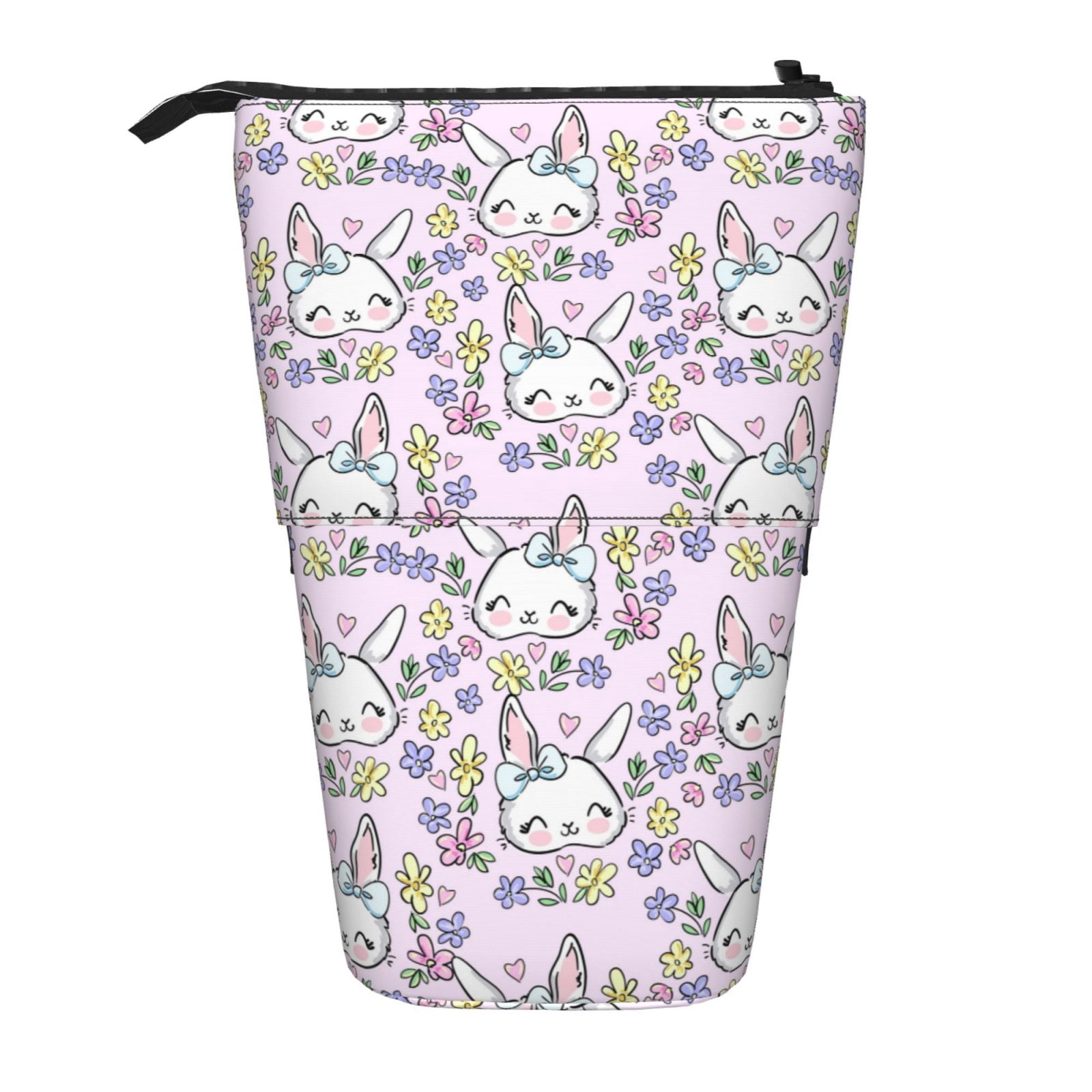 Lsque Purple Rabbit Pattern Telescopic Pencil Bag Pen Holder Stationery ...
