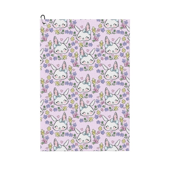 Lsque Purple Rabbit Premium Golf Towel - Ultra Absorbent and Quick Drying Microfiber Towel with Carabiner - Gift for Men -24" X 16"