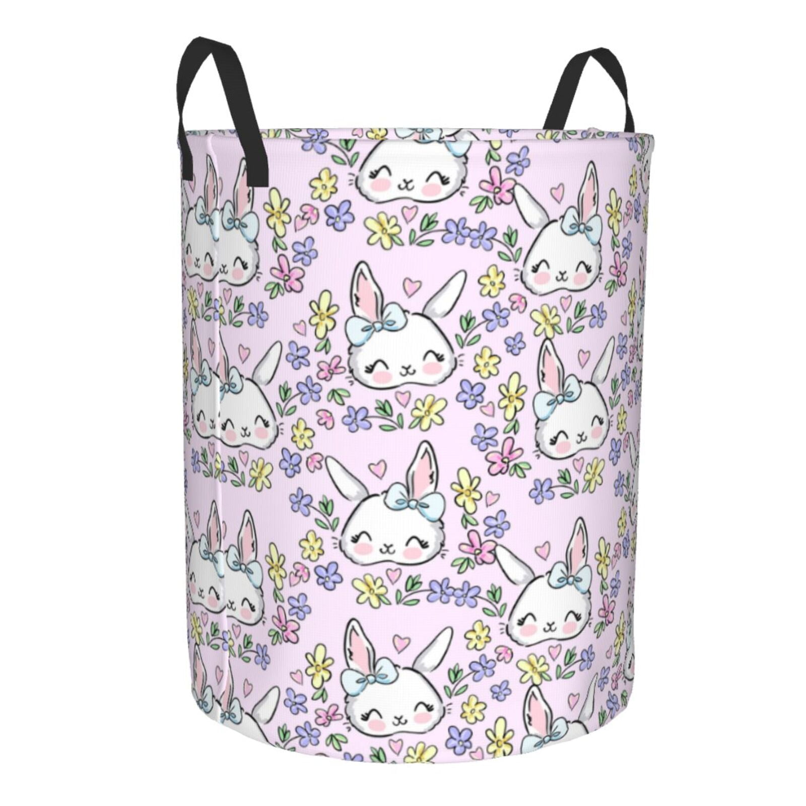 Lsque Purple Rabbit pattern Laundry Hamper Basket, Tall Woven Rope ...