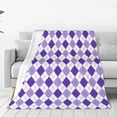 thumbnail image 1 of Lsque Purple argyle Pattern Fuzzy Fleece Throw Blanket Extra Large,Super Soft,Fluffy and Warm Blankets for Couch,Bed,All Season Use-50"x40", 1 of 7