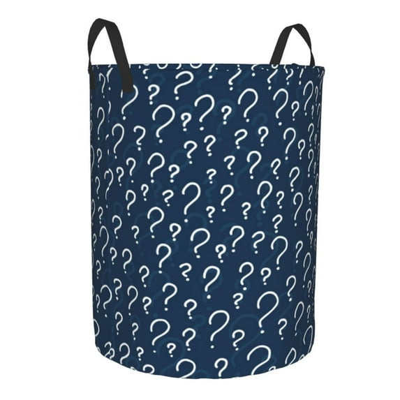 Lsque Question Marks pattern Laundry Hamper Basket, Tall Woven Rope Hamper Basket for Clothes, Lightweight Storage Basket, Collapsible Waterproof-Small