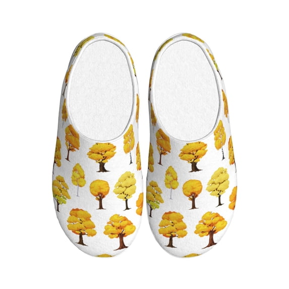 Lsque Qutumn Tree Pattern Womens Comfort Cotton on Scuff With Memory Foam and Anti-skid Sole Slipper-35/36
