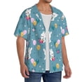 thumbnail image 1 of Lsque Rabbit And Balloon print Men's Cuban Collar Short Sleeve Shirt Summer Beachwear Casual Button Down Fashionable Vacation Leisure Shirt-Small, 1 of 7