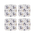 thumbnail image 1 of Lsque Rabbit And Butterfly Pattern 4" Drink Coasters Set of 4, PVC Leather Absorbent Coasters, Table Coaster Set Decorative Coffee Cup Coasters Housewarming Gift -Square, 1 of 6