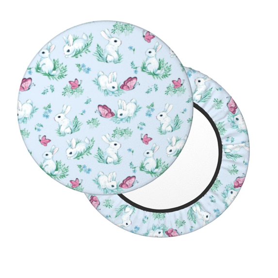 Lsque Rabbit And Butterfly Round Bar chair cushion covers Velvet Fabric Premium Comfort Protects from Scratches and Stains for 14-17 Inch Chair- 14 inch