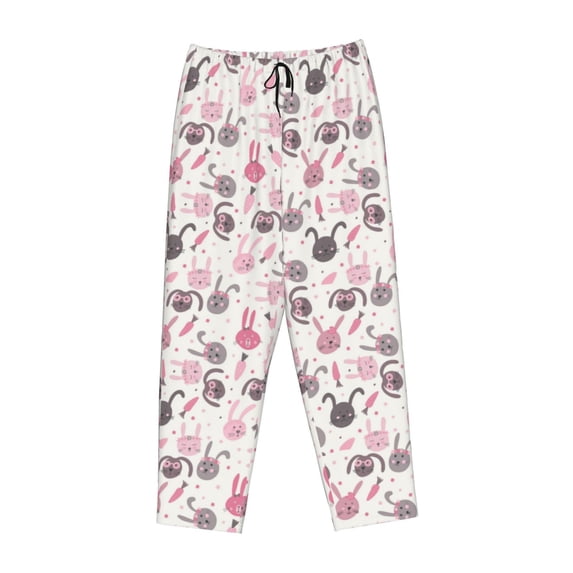 Lsque Rabbit And Carrot Print Women's Pajama Pants, Lounge Pant - Comfortable Home Wear,Elastic Waistband, Stylish Design-Small