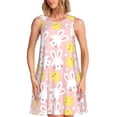 thumbnail image 1 of Lsque Rabbit And Chick Pattern Summer Dresses for Women – Sleeveless T-Shirt Swing Sundress, Perfect for the Beach and Casual Days, 1 of 7