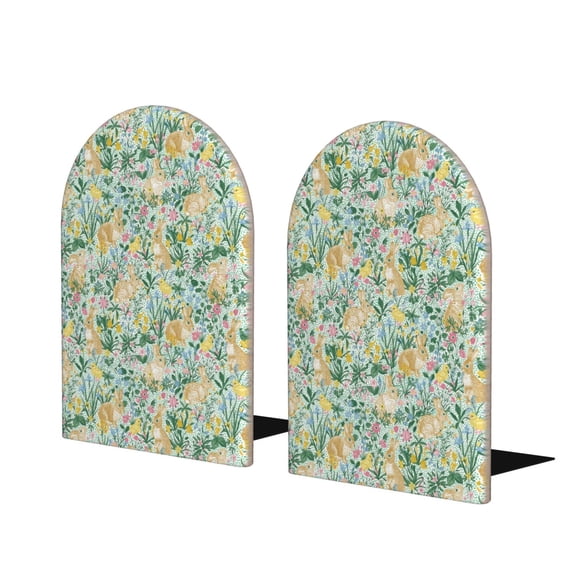 Lsque Rabbit And Chick Printed Wood Bookends,Non-Skid Bookend for Shelves,Heavy Duty Support Bookends,Non-Slip Foam Pads for Office, Home, and Library,1 Pair