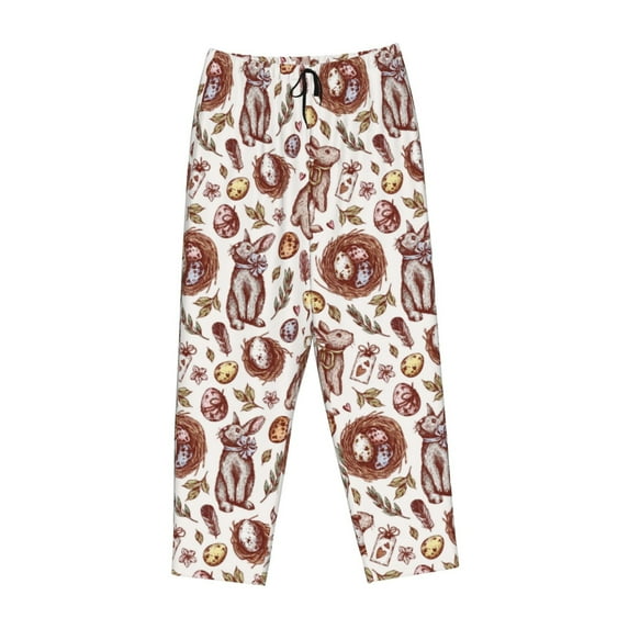 Lsque Rabbit And Egg Print Women's Pajama Pants, Lounge Pant - Comfortable Home Wear,Elastic Waistband, Stylish Design-Medium