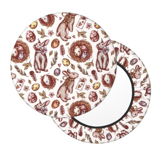 Lsque Rabbit And Egg Round Bar chair cushion covers Velvet Fabric Premium Comfort Protects from Scratches and Stains for 14-17 Inch Chair- 13 inch