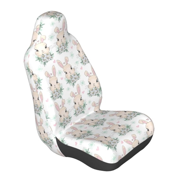 Lsque Rabbit And Flower Pattern Car Seat Covers for Front Seats , Waterproof Seat Covers for Cars, Sporty Front Seat Covers,Car Seat Cover Protector Front Seats