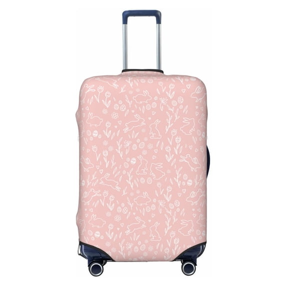 Lsque Rabbit And Flower Printed Luggage Cover, Travel Luggage Protector,Scratch and Dirt Resistant, Fits 18-32 Inch Luggage - Large