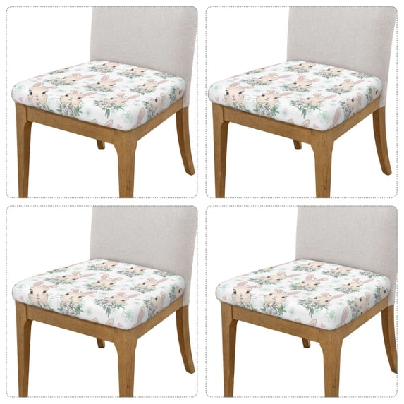 Lsque Rabbit And Flower Printed Square Couch Cushion Covers, Floral Sofa Cushion Covers Replacement, Stretch Couch Covers for Couch-16.9in