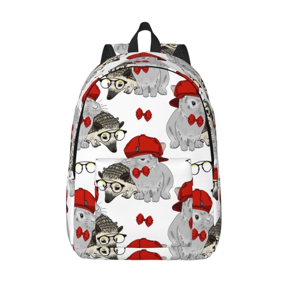 Lsque Rabbit And Hedgehog Pattern Canvas Daypack, Durable Backpack, High-quality Versatile Backpack,Vintage Compact Backpack-Medium