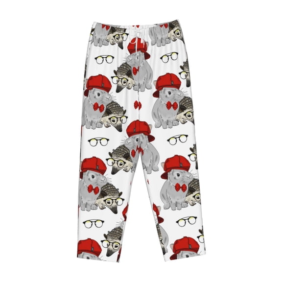 Lsque Rabbit And Hedgehog Print Women's Pajama Pants, Lounge Pant - Comfortable Home Wear,Elastic Waistband, Stylish Design-Medium