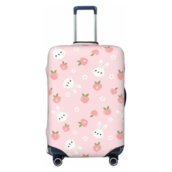 Lsque Rabbit And Peach Printed Luggage Cover, Travel Luggage Protector,Scratch and Dirt Resistant, Fits 18-32 Inch Luggage - Small