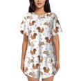 thumbnail image 1 of Lsque Rabbit And Squirrel Women's Short-Sleeved Pajama Set - 2 Piece Soft and Lightweight Sleepwear Set-Large, 1 of 9