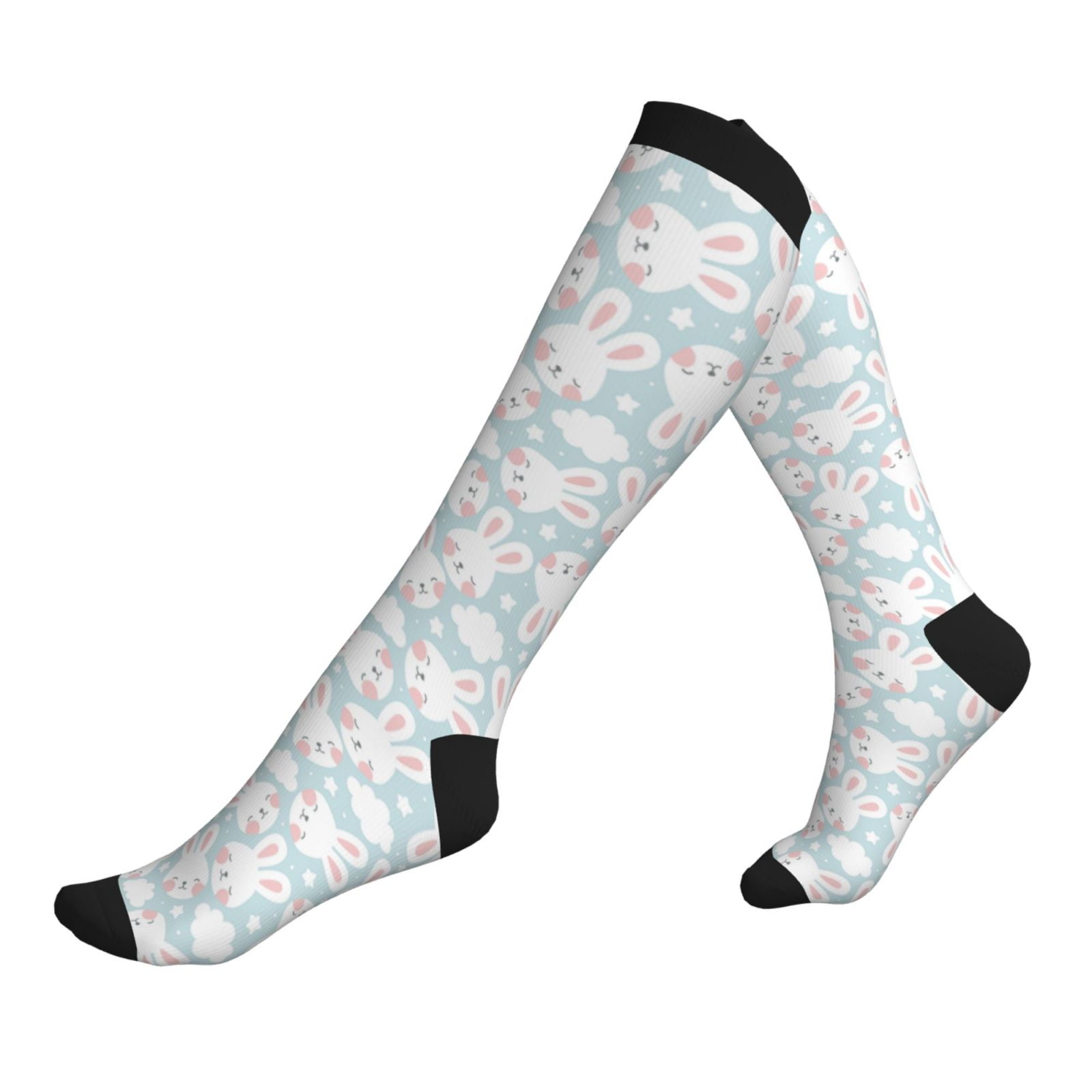 Lsque Rabbit And Star Pattern Sport Compression Socks for Men & Women ...