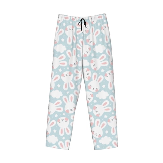 Lsque Rabbit And Star Print Men's Pajama Pants, Lounge Pant - Comfortable Home Wear,Elastic Waistband, Stylish Design-Medium